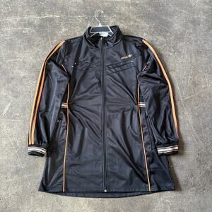 Vintage Adidas Equipment Track Jacket Womens XL Black Orange Trefoil Back Logo